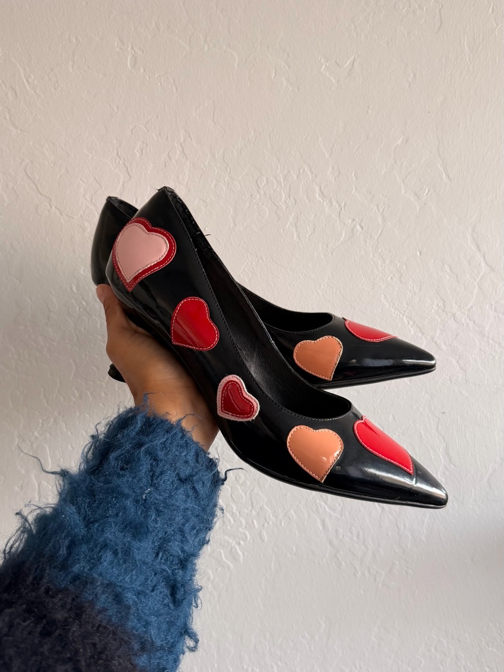 Vintage 90s Patent Leather Red Heart Heels - Picture 2 of 9